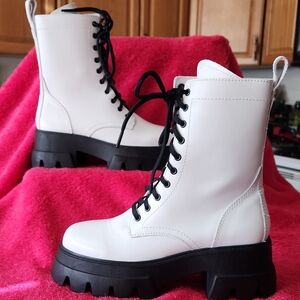 Thursday Boot Company Women's Black and White Combat Boots